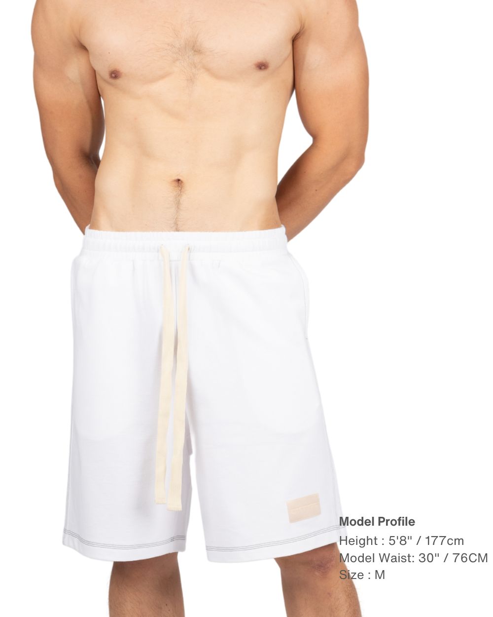 Wide Sweat Shorts - White [4707]-thumbmail-1