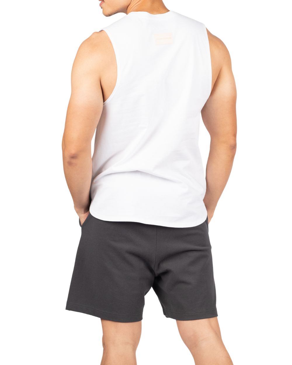Crew Neck Easy Fit Muscles Tee - White [4717]-thumbmail-2