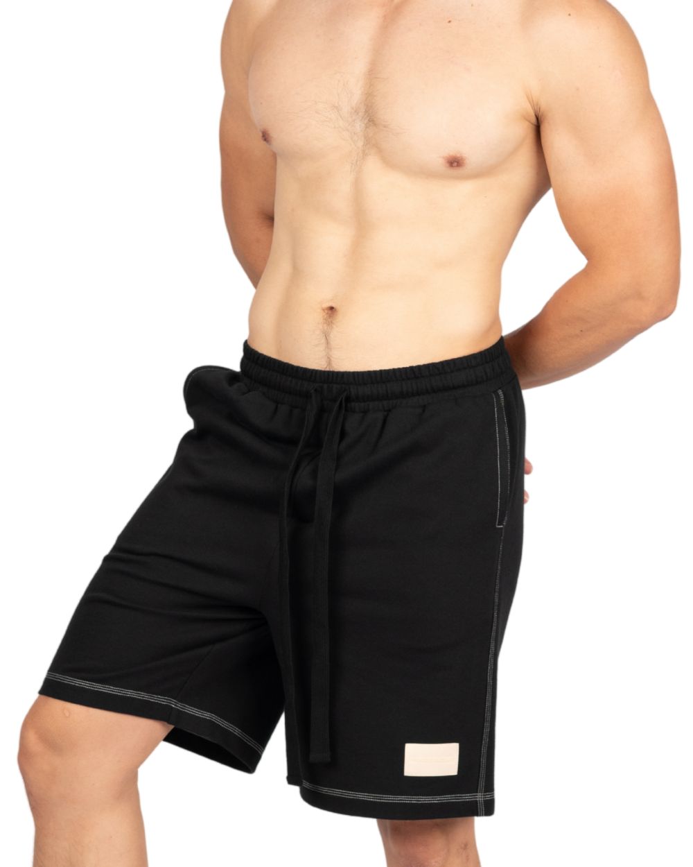 Wide Sweat Shorts - Black [4707]-thumbmail-2