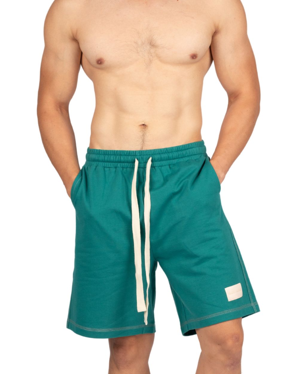 Wide Sweat Shorts - Dark Green [4707]-thumbmail-3