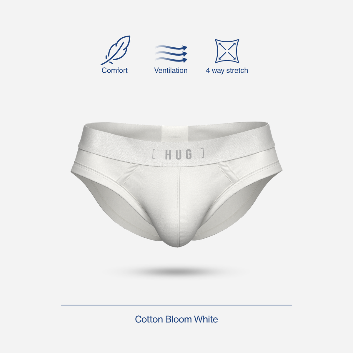 HUG Cotton Blend Brief - Cotton Bloom White [HG0001P]-1