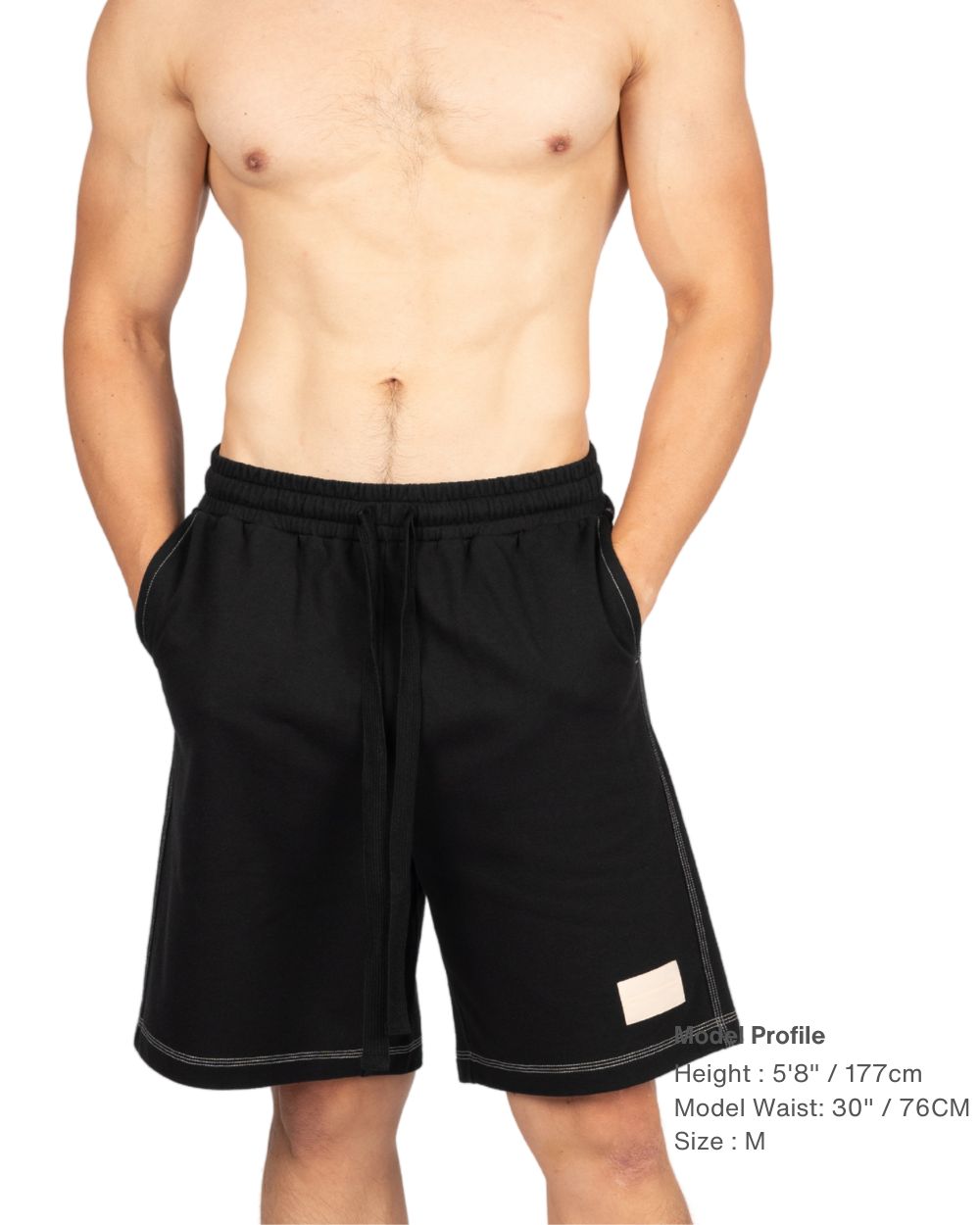 Wide Sweat Shorts - Black [4707]-thumbmail-1