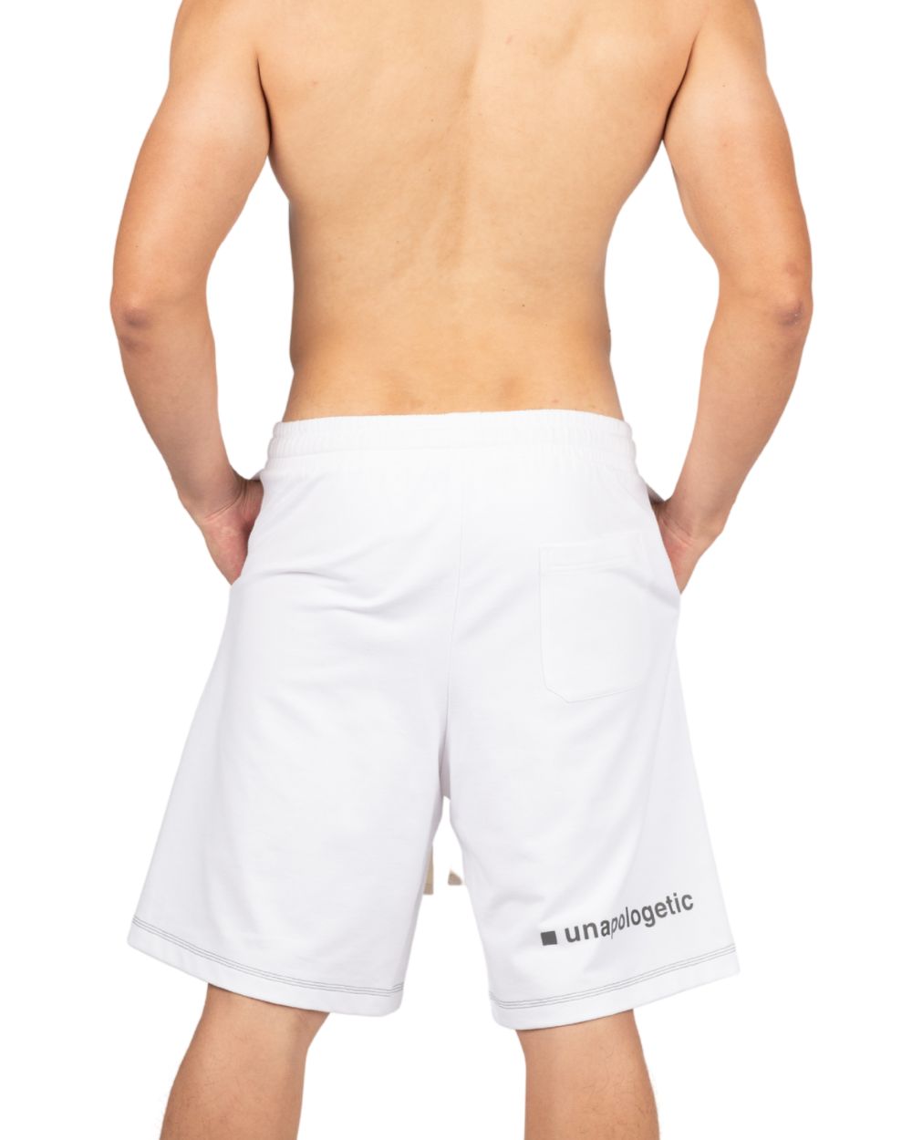 Wide Sweat Shorts - White [4707]-thumbmail-3