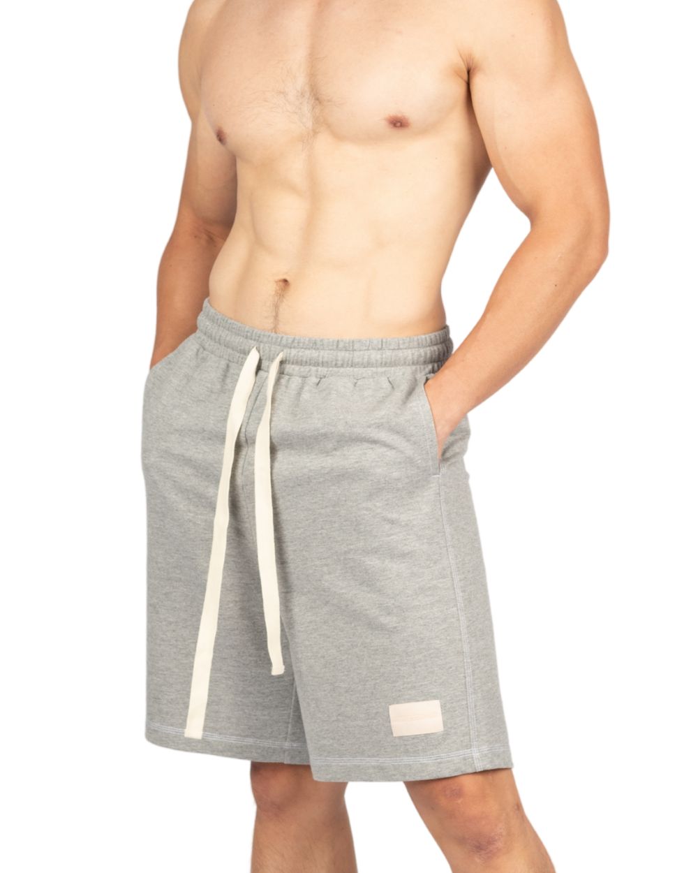 Wide Sweat Shorts - Melange Grey [4707]-thumbmail-3