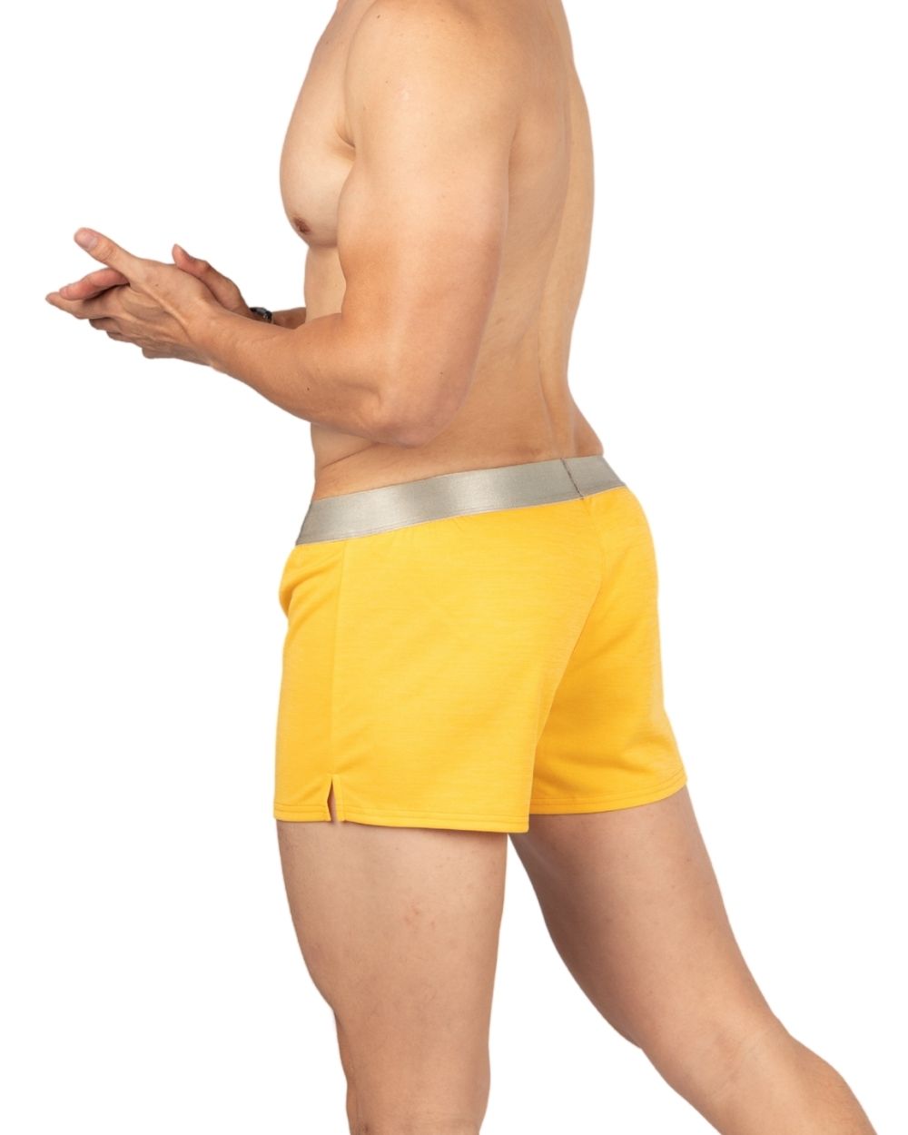Jersey Shorts Gym and Home wear with Inner Pocket - Butter Yellow [4725]-thumbmail-2