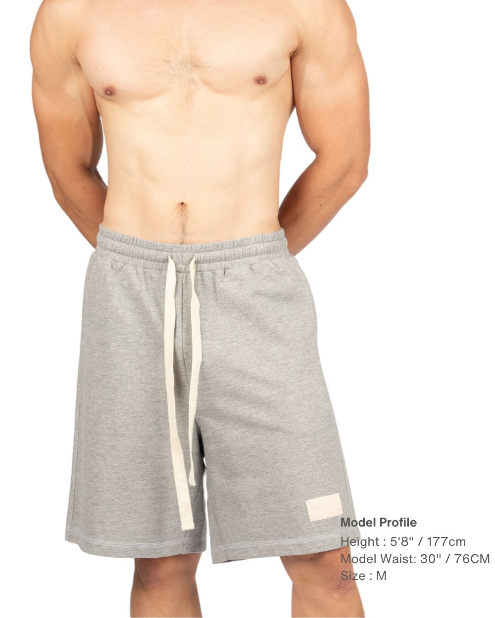 Wide Sweat Shorts - Melange Grey [4707]-thumbmail-1