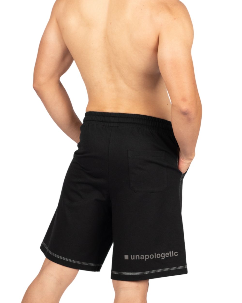 Wide Sweat Shorts - Black [4707]-thumbmail-3