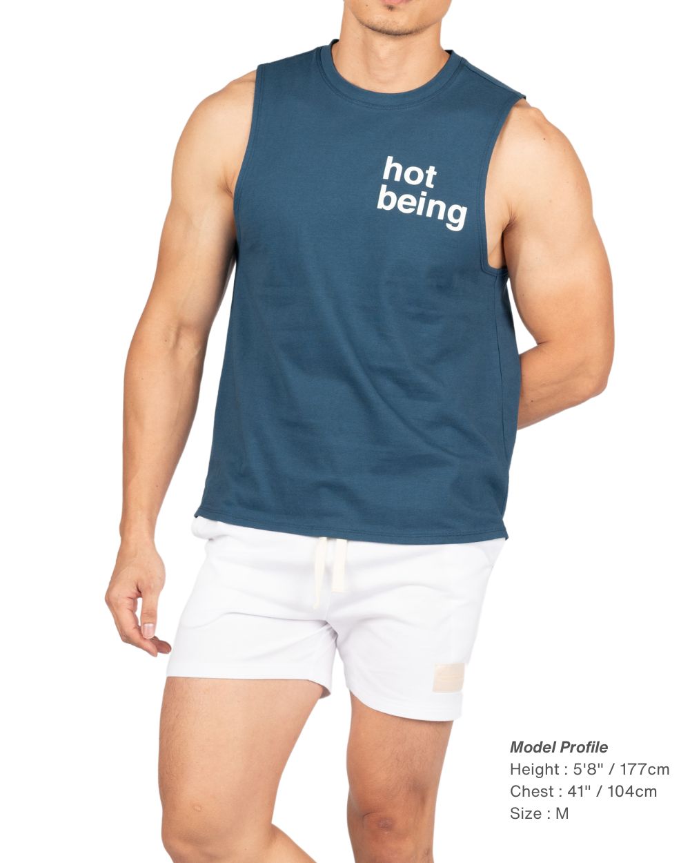 Crew Neck Easy fit Muscle Tee - Blue [4718]-thumbmail-1