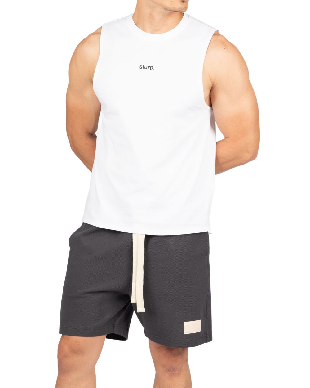 Crew Neck Easy Fit Muscles Tee - White [4717]-thumbmail-3