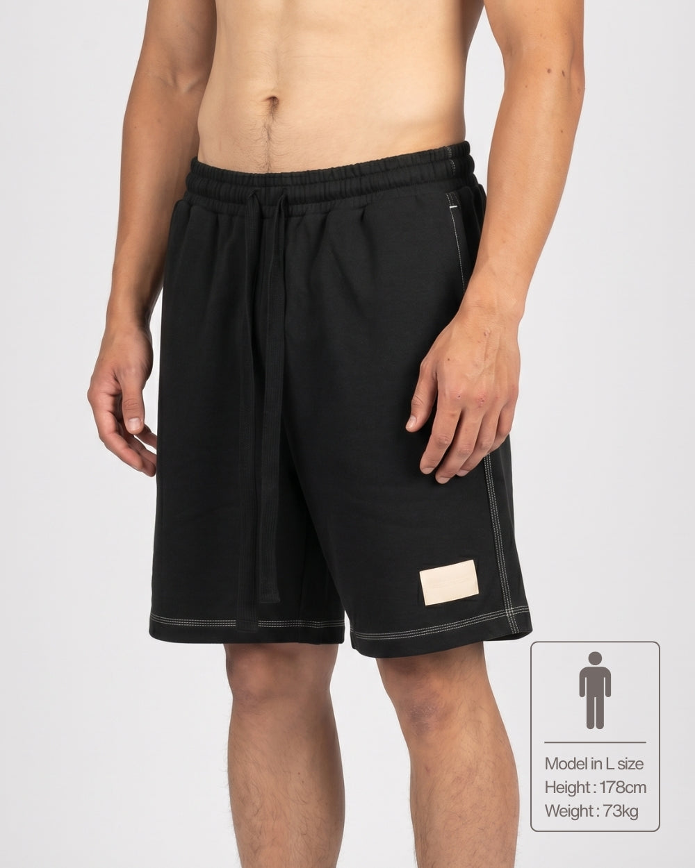 Wide Sweat Shorts - Black [4707]