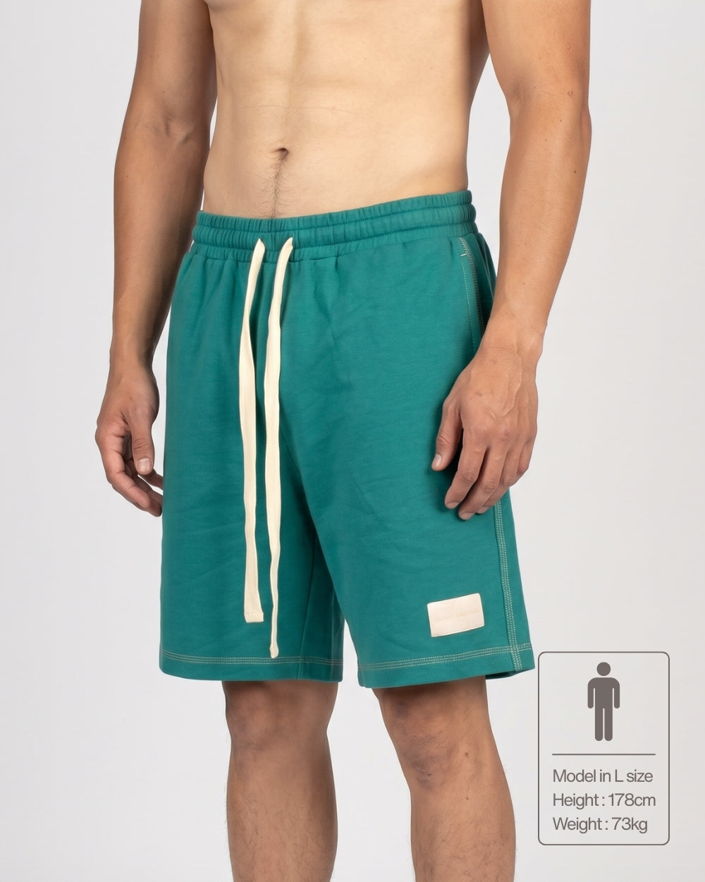 Wide Sweat Shorts - Dark Green [4707]-1