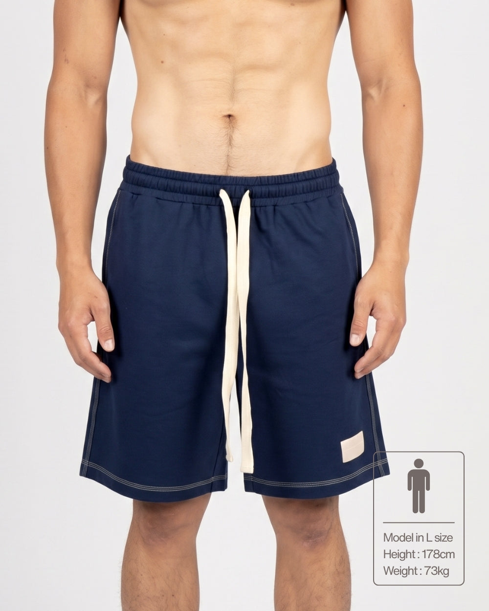 Wide Sweat Shorts - Navy [4707]
