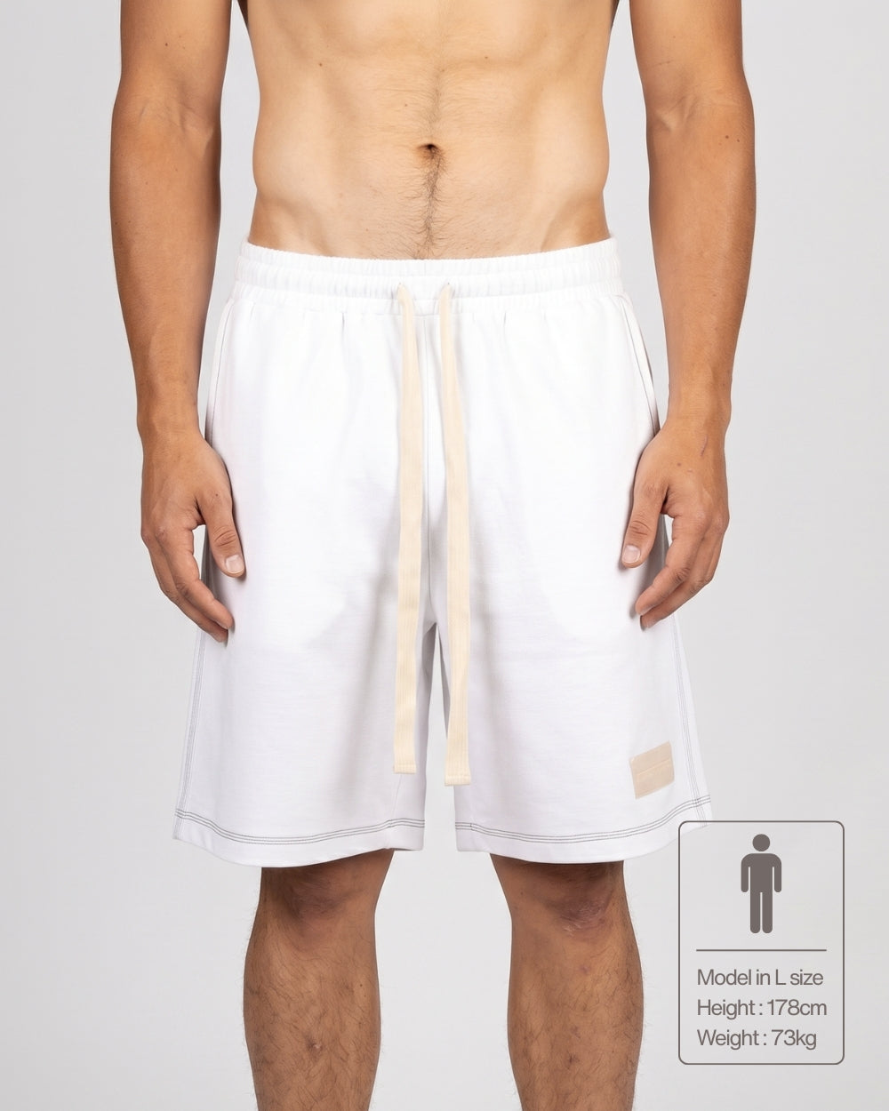 Wide Sweat Shorts - White [4707]