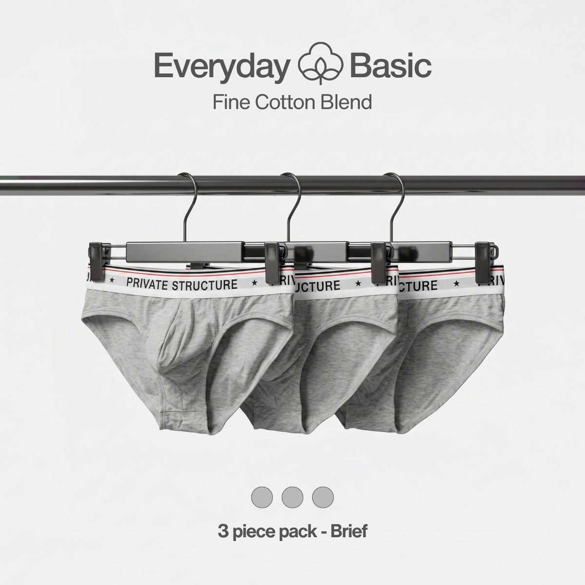 Daily Essential Cotton Blend Brief- 3pack [4630]-thumbmail-3