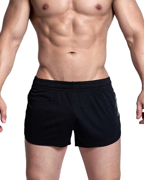 Men's Gym Shorts With Built In Underwear Black - Ergowear