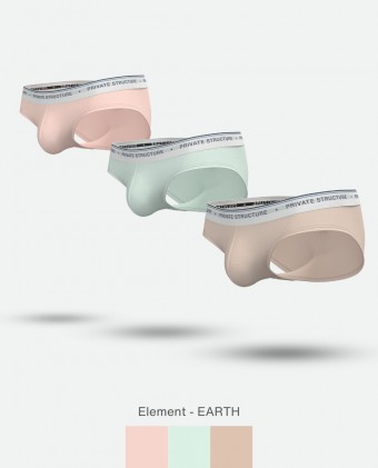 5lements Mini Brief 3pcs Pack - Earth - Moonstone Green / Sand / Nude Quartz [4395]